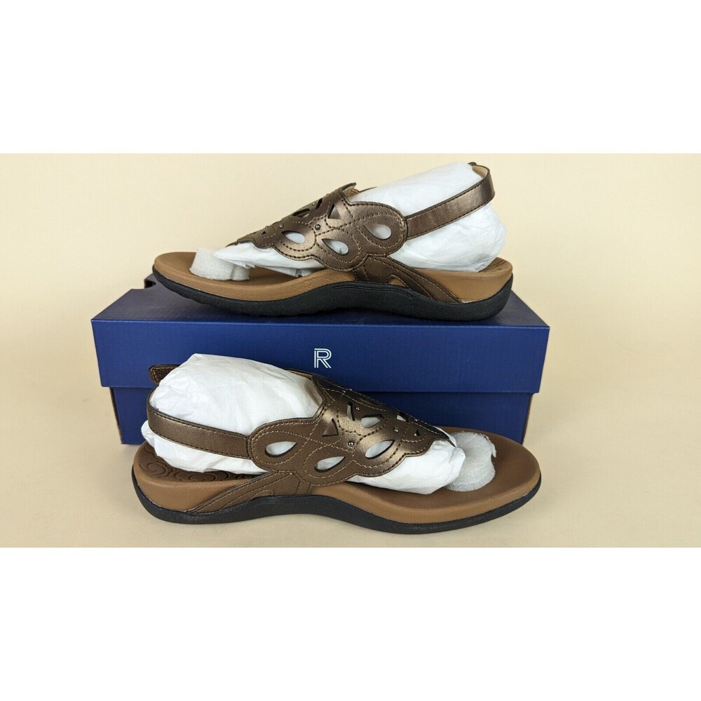 Rockport Ridge Sling Slingback Sandals Womens 8 M Brown Metallic Thong Shoes NWB